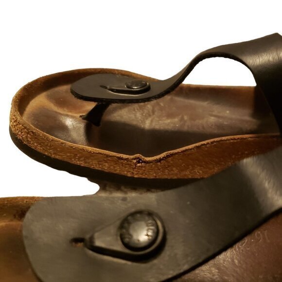 Birkenstock Gizeh Birko Flor Black T-Strap Sandals Shoes Size 39 8-8.5 - Picture 7 of 16
